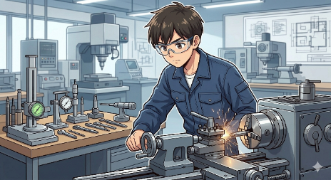 実習に打込む工業高校生。資格取得ため一生懸命に勉強する。