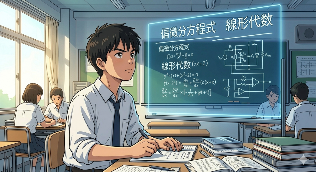 苦手な数字や専門科目を中心に勉強する高校生