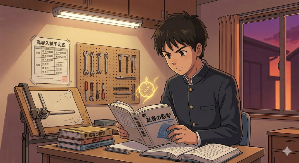 高専の難しい数学に追いつけるよう努力する高校生